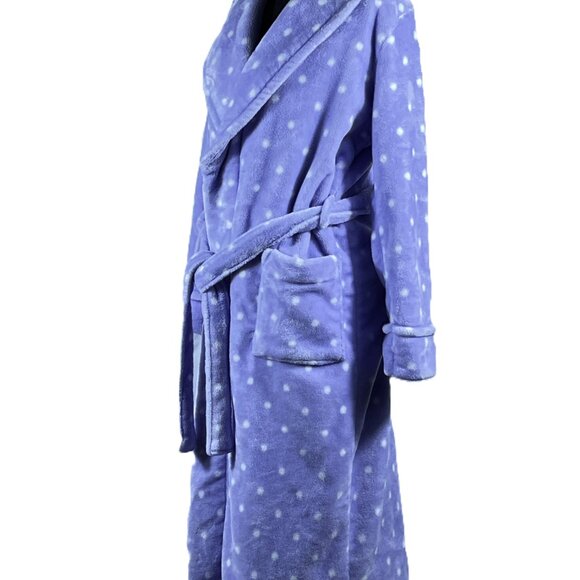 Women's Sonoma - Purple / White Dot - Faux Fur Plush - Long Belted Robe - Medium - Picture 4 of 7